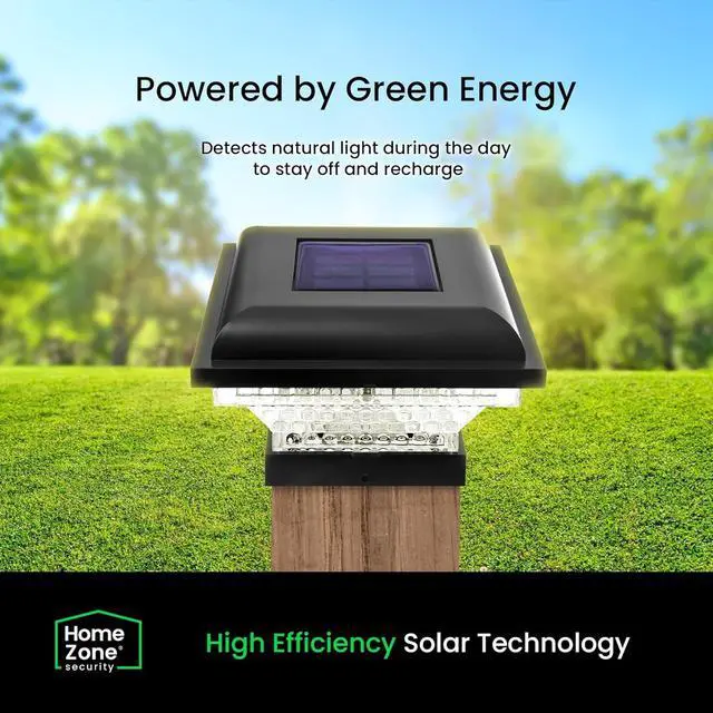 Alt view image 3 of 7 - Home Zone Security Solar Post Lights - Outdoor Solar Post Cap Lights for 3.5" x 3.5" and 4" x 4" Posts, Black (2-Pack)