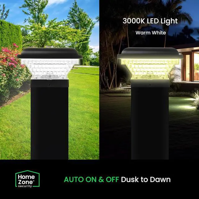 Alt view image 4 of 7 - Home Zone Security Solar Post Lights - Outdoor Solar Post Cap Lights for 3.5" x 3.5" and 4" x 4" Posts, Black (2-Pack)