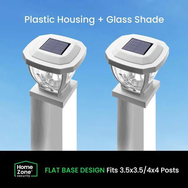 Alt view image 5 of 7 - Home Zone Security Solar Post Cap Lights - LED 4x4 (3.5 x 3.5 in.) Post Lights, White, 2-Pack