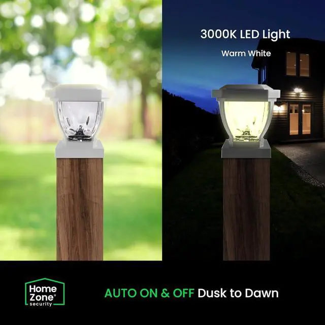 Alt view image 6 of 7 - Home Zone Security Solar Post Cap Lights - LED 4x4 (3.5 x 3.5 in.) Post Lights, White, 2-Pack