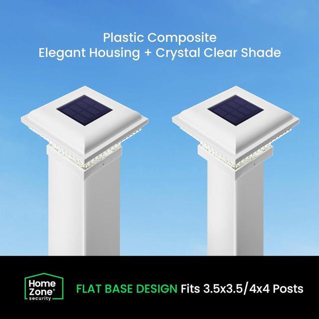 Alt view image 5 of 7 - Home Zone Security 2 Pack Solar Post Cap Lights 12 Lumens Outdoor 4x4 fit Post Size 3.5x3.5, Recharging by Sunlight, Sensor Trigger Light at Night, No Wiring Require, Mount Anywhere for Decorative