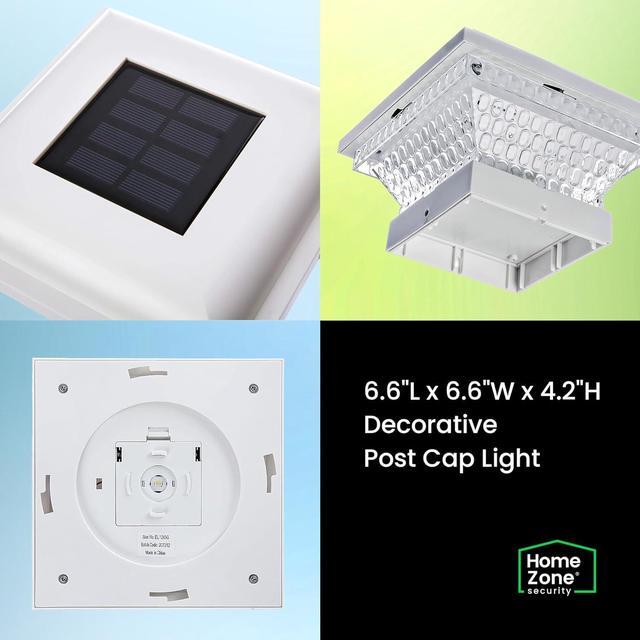 Alt view image 7 of 7 - Home Zone Security 2 Pack Solar Post Cap Lights 12 Lumens Outdoor 4x4 fit Post Size 3.5x3.5, Recharging by Sunlight, Sensor Trigger Light at Night, No Wiring Require, Mount Anywhere for Decorative