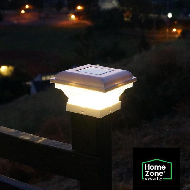 Alt view image 3 of 7 - Home Zone Security 2 Pack Solar Post Cap Lights 12 Lumens Outdoor 4x4 fit Post Size 3.5x3.5, Recharging by Sunlight, Sensor Trigger Light at Night, No Wiring Require, Mount Anywhere for Decorative
