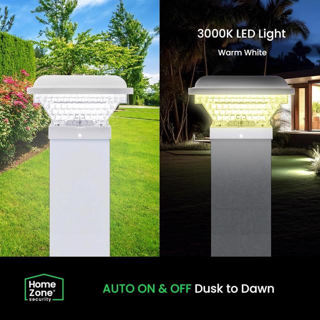 Alt view image 6 of 7 - Home Zone Security 2 Pack Solar Post Cap Lights 12 Lumens Outdoor 4x4 fit Post Size 3.5x3.5, Recharging by Sunlight, Sensor Trigger Light at Night, No Wiring Require, Mount Anywhere for Decorative