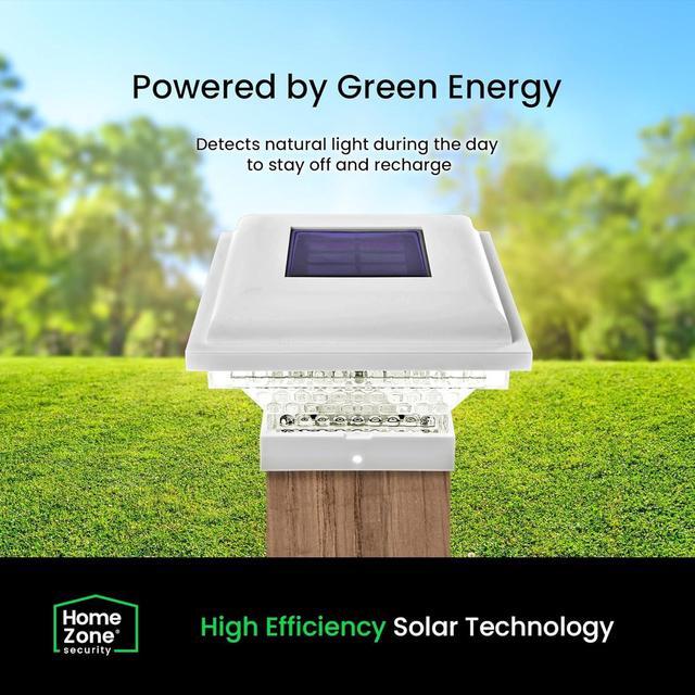 Alt view image 4 of 7 - Home Zone Security 2 Pack Solar Post Cap Lights 12 Lumens Outdoor 4x4 fit Post Size 3.5x3.5, Recharging by Sunlight, Sensor Trigger Light at Night, No Wiring Require, Mount Anywhere for Decorative