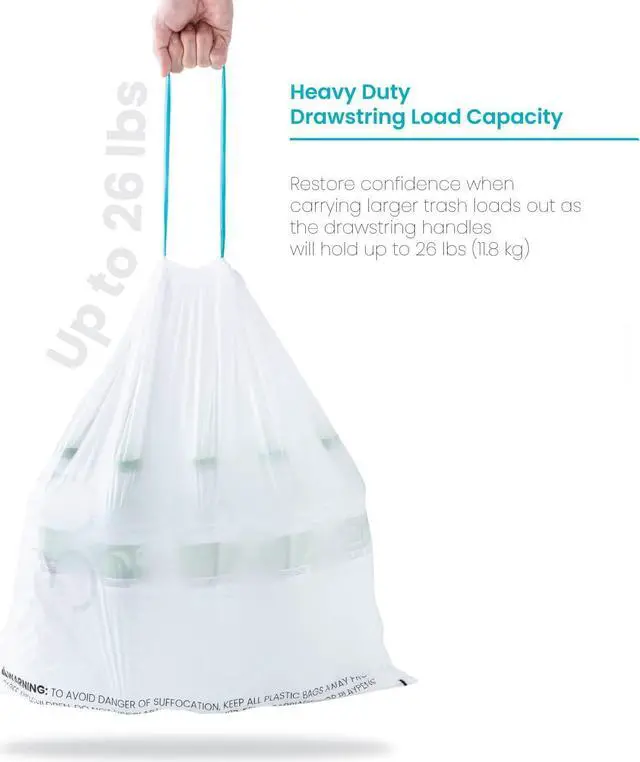 Alt view image 7 of 7 - Home Zone Living 8 Gallon Kitchen Trash Bags with Drawstring Handles, Heavy Duty Custom Fit Design for 30 Liter Dual Recycling Liners, Code 30R, 60 Count