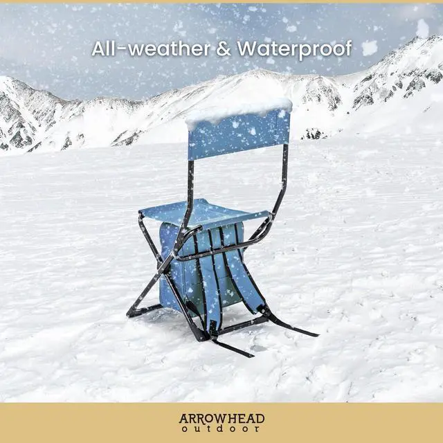 Alt view image 6 of 8 - ARROWHEAD OUTDOOR Multi-Function 3-in-1 Compact Fishing Chair: Backpack, Stool & Insulated Cooler, w/ Bottle Holder & Storage Bag, External Pockets, Backrest, Camp, Hiking, Heavy-Duty, USA-Based