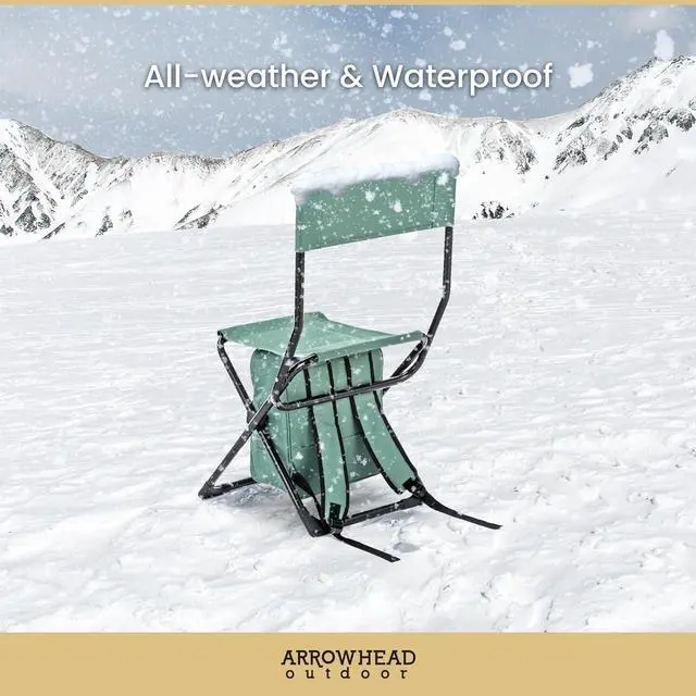 Alt view image 6 of 8 - ARROWHEAD OUTDOOR Multi-Function 3-in-1 Compact Fishing Chair: Backpack, Stool & Insulated Cooler, w/ Bottle Holder & Storage Bag, External Pockets, Backrest, Camp, Hiking, Heavy-Duty, USA-Based