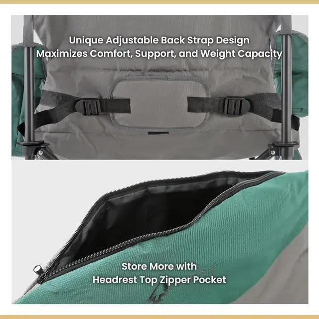 Alt view image 3 of 8 - ARROWHEAD OUTDOOR XXL Folding Padded Camping Chair w/Cup & Wine Holder, Armrest Cooler, Support up to 600 lbs