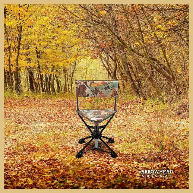Alt view image 6 of 8 - ARROWHEAD OUTDOOR 360° Swivel Hunting Blind Tripod Stool, Folding Chair, No Sink Feet, Carrying Case, Steel Frame, Camo, Fishing, High-Grade 600D Canvas