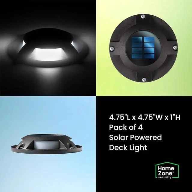 Alt view image 7 of 7 - Home Zone 12 Packs Outdoor Solar Deck Light, Black, 20 Lumens, Waterproof, Dusk to Dawn, Aluminum Plastic Case for Decor Fence Step Pathway Backyard Garden