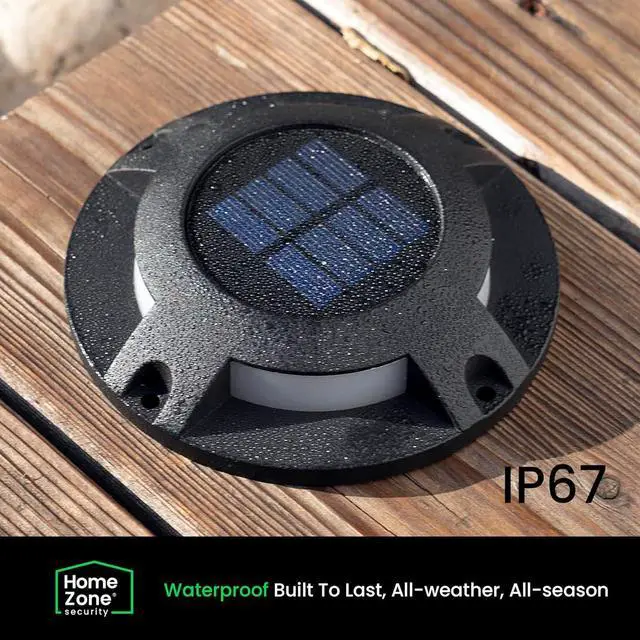 Alt view image 4 of 7 - Home Zone 12 Packs Outdoor Solar Deck Light, Black, 20 Lumens, Waterproof, Dusk to Dawn, Aluminum Plastic Case for Decor Fence Step Pathway Backyard Garden
