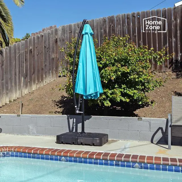 Alt view image 7 of 7 - Home Zone Living 220lbs Pre-Assembled 34" Square Heavy Duty 2-PCS Umbrella Base w/Rolling Wheels for Patio Pool Backyard, Supports Up to 11 Ft Umbrella