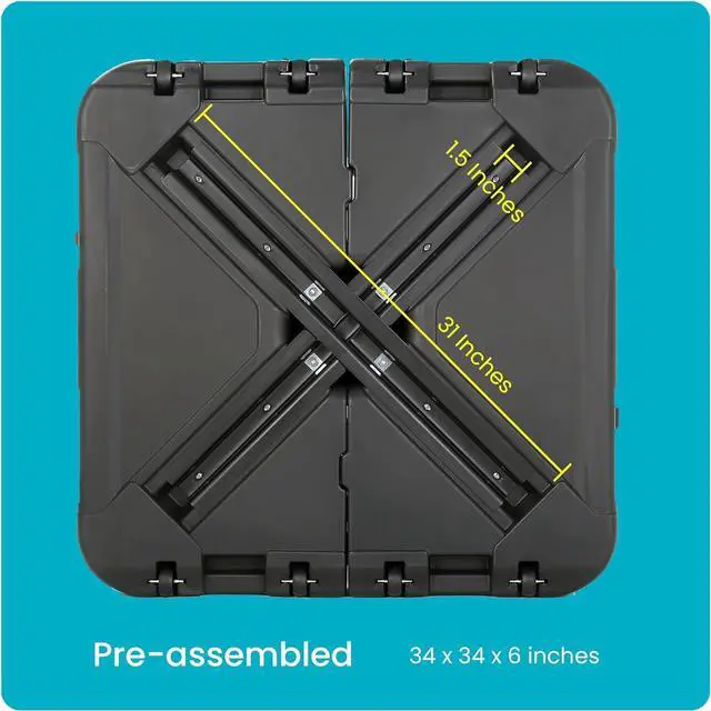 Alt view image 6 of 7 - Home Zone Living 220lbs Pre-Assembled 34" Square Heavy Duty 2-PCS Umbrella Base w/Rolling Wheels for Patio Pool Backyard, Supports Up to 11 Ft Umbrella