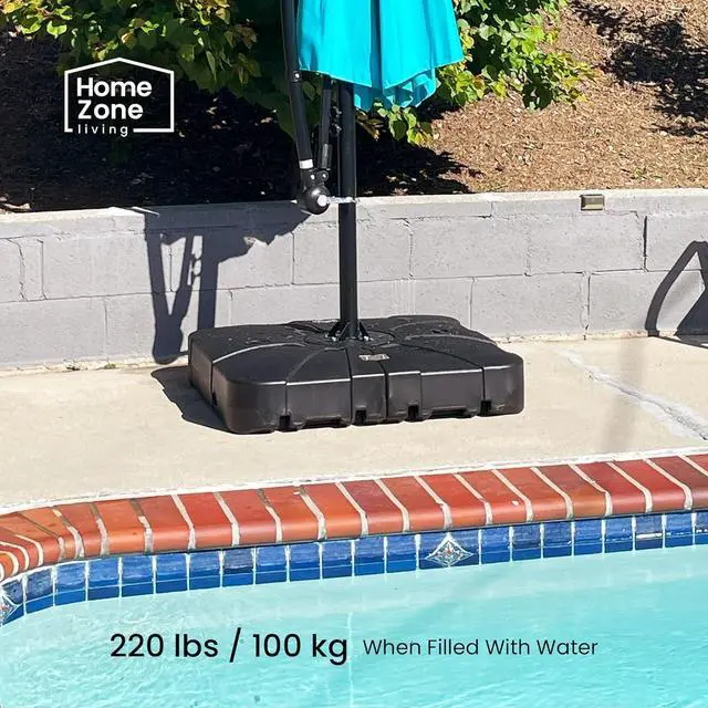 Alt view image 4 of 7 - Home Zone Living 220lbs Pre-Assembled 34" Square Heavy Duty 2-PCS Umbrella Base w/Rolling Wheels for Patio Pool Backyard, Supports Up to 11 Ft Umbrella