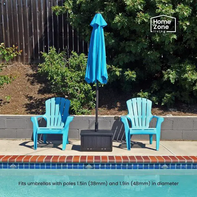 Alt view image 5 of 7 - Home Zone Living 119lbs 21" Square Heavy Duty Planter Umbrella Base w/Rolling Wheels & Water Weight Bag for Patio Pool Backyard, Convertible as Table or Planting Box, Supports Up to 11 Ft Umbrella