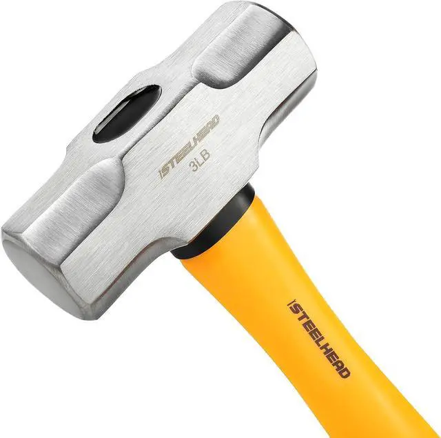 Alt view image 7 of 7 - STEELHEAD 5-Piece Fiberglass Handle Hammer & Mallet Set, 16oz Ball-Peen Hammer, 32oz Ball-Pein Hammer, 32oz Rubber Mallet, 3lb Sledge Hammer, 3lb Cross-Pain Hammer, Metal Working, USA-Based Support