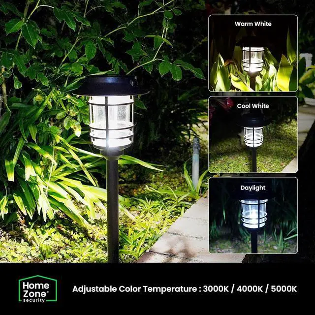 Alt view image 5 of 7 - Mesh Linkable Series 4-Pack Solar LED Security Pathway Light w/ LiFePO4 Battery, 300LM, Auto-linking, 110°x16 ft Motion Detection, CCT 3000K/4000K/5000K, 4-Channel Settings, Stainless Steel, Black