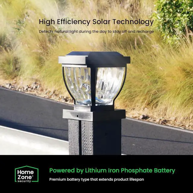 Alt view image 3 of 7 - Home Zone Security Solar Post Cap Lights - Decorative Glass LED Outdoor Fits 3.5 x 3.5 in. Post Lights, Black (12-Pack)