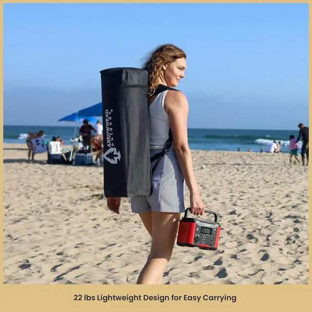 Alt view image 3 of 8 - ARROWHEAD OUTDOOR 6'x6' Top / 8'x8' Base Backpack Pop-up Canopy with Sunwall, Sand Bags, Guide Ropes, Ground Stakes, UV-Resistant, Hands Free Carrying - White