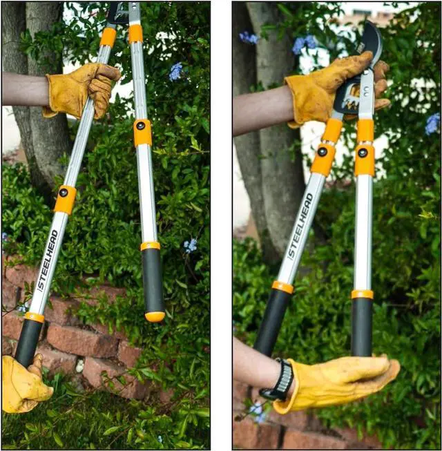 Alt view image 5 of 7 - STEELHEAD Heavy-Duty 27-40" Adjustable Gear-Bypass Limb & Branch Lopper, Telescoping Extendable Handles, Ratcheting, Cuts Up to 1-3/4, Secateurs, Shock-Absorbing, Effort-Saving, USA-Based Support