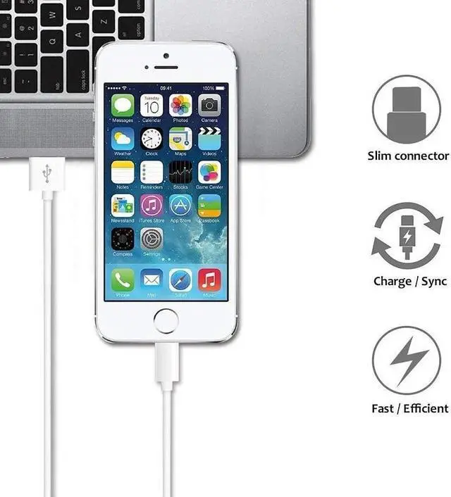 Alt view image 7 of 7 - Apple iPhone Compatible USB-A to 8 Pin Charging Cable (3FT, 1M)  White
