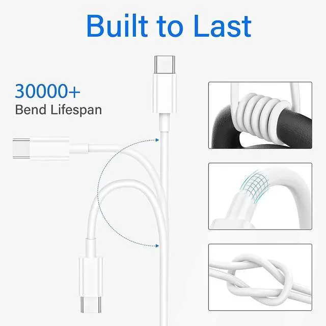 Alt view image 7 of 7 - USB C to USB C Cable 3FT, [60W Fast Charging] Type-C Charger Cord Compatible with iPhone 16/16 Pro/16 Plus/16 Pro Max, iPhone 15 Series, MacBook Pro, iPad Pro, Samsung Galaxy S20/S20 Ultra/Note 10/10+