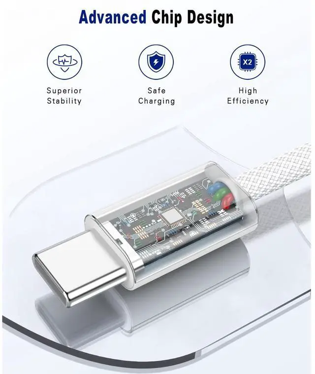 Alt view image 2 of 7 - USB C to USB C Cable 3FT, [60W Fast Charging] Type-C Charger Cord Compatible with iPhone 16/16 Pro/16 Plus/16 Pro Max, iPhone 15 Series, MacBook Pro, iPad Pro, Samsung Galaxy S20/S20 Ultra/Note 10/10+