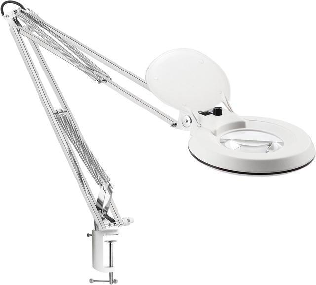 Gynnx Magnifying Lamp with Clamp, Dimmable 10X Magnifier, LED 4200 Lumens,5  Inches Magnifier Glass, Adjustable Stainless Steel Lamp Arm for