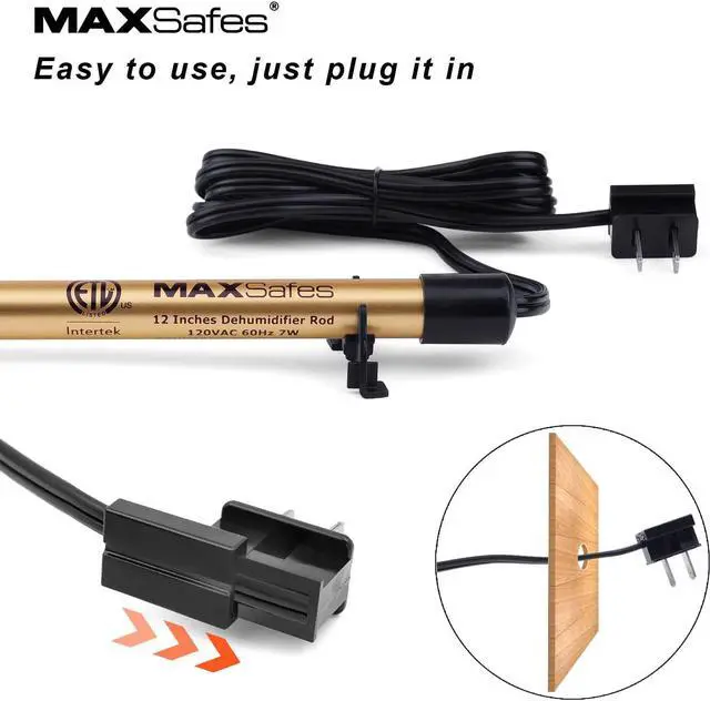 Alt view image 4 of 6 - MAXSafes Gun Safe Dehumidifier Rod, Dry Golden Rod - Easy Installation Plug-in Electric Dehumidifier Eliminates Moisture for Gun Safes & Cabinets, ETL Approved, 12in