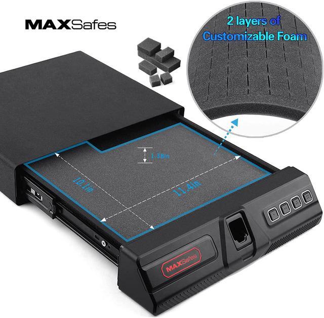 Alt view image 4 of 7 - MAXSafes Under Desk Drawer Gun Safe with Super Biometric Finger Vein Recognition Lock, Quick-Access and Slide-Away Handgun Safe, 2 Pistols Safe Box, CA DOJ Approved