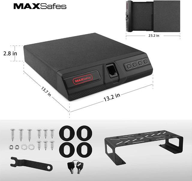 Alt view image 6 of 7 - MAXSafes Under Desk Drawer Gun Safe with Super Biometric Finger Vein Recognition Lock, Quick-Access and Slide-Away Handgun Safe, 2 Pistols Safe Box, CA DOJ Approved