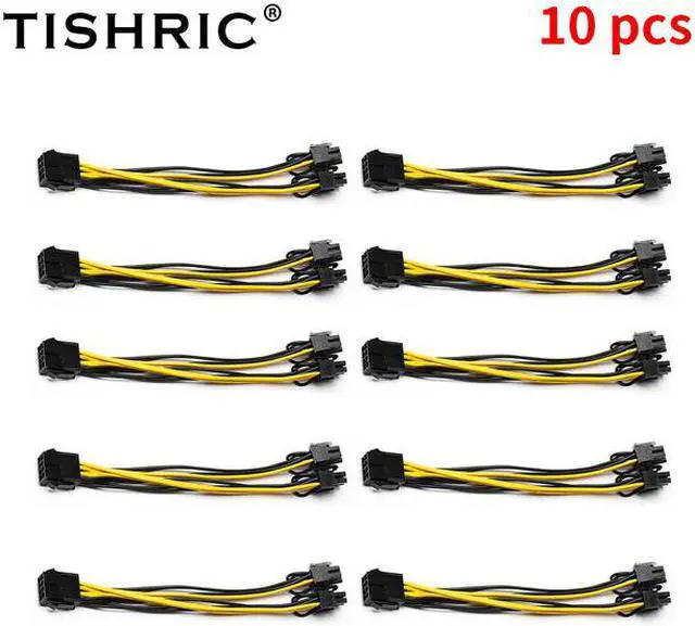 Main image of TISHRIC 10PCS Miner Power Cord 8Pin to Dual 8pin Miner Riser Cable PCI Express PCIE Graphic Video Card Adapter Power Cable