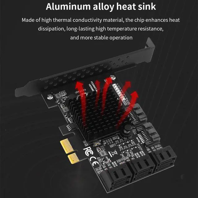 Alt view image 4 of 5 - PCI E Sata Card PCI-E 1X To 8 Ports SATA 3.0 Adapter PCI Express Expansion Card 1X PCIE SATA Controller 6GB Adapter For HDD SSD