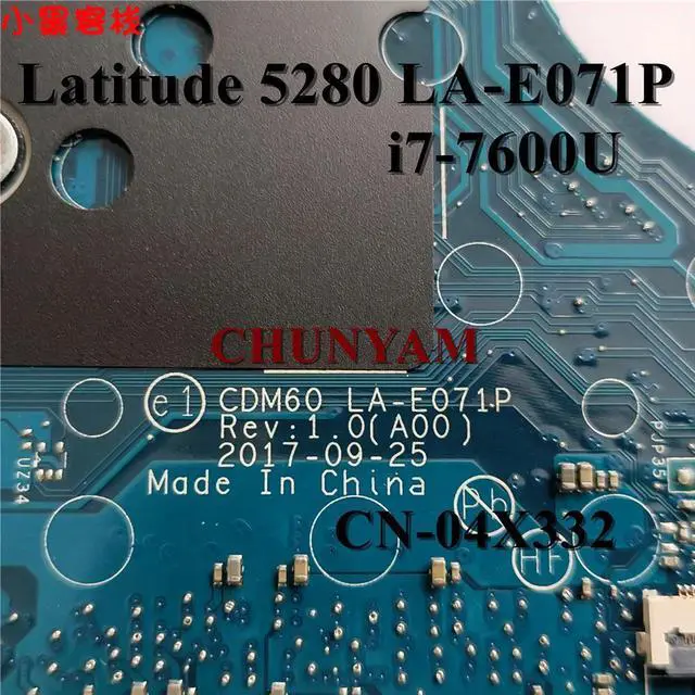 Alt view image 4 of 9 - CDM60 LA-E071P 4X332 Laptop Motherboard For DELL Latitude 12 5280 Series w/ I7-7600U CN-04X332 4X332 Mainboard 100% Tested