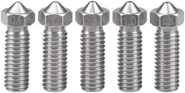 Main image of 3D Printer Volcano Extra Lengthen stainless steel M6 Nozzle All Metal 0.6mm/0.8mm/1.0/1.2mm for 1.75mm/3.0mm