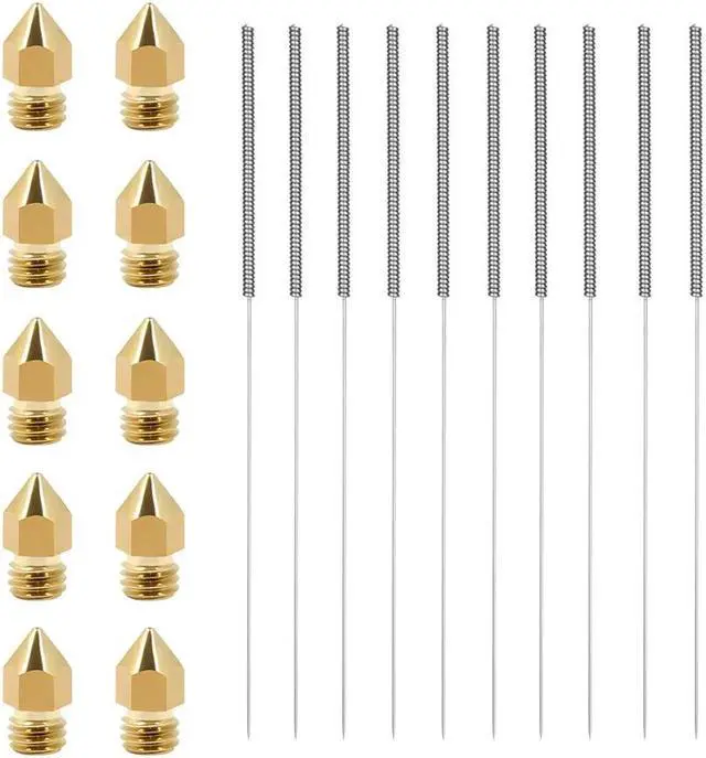 Alt view image 2 of 3 - 10Pcs 3D Printer part Nozzles+10Pcs Cleaning Kit Stainless Steel Cleaning Needle 0.4mm nozzle Needles 1Pack Tweezers Tool Kit