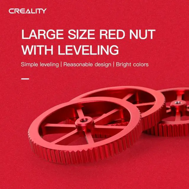 Main image of CREALTIY 3D Ender-3/Ender-6 Printer Accessories 4Pcs/Bundle Large Size Red Heated Bed Aluminum Hand Twist Leveling Nut