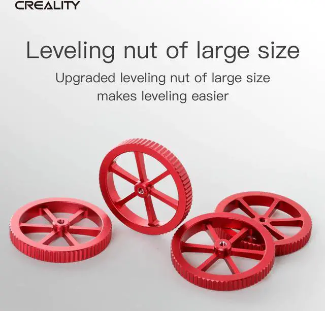 Alt view image 3 of 3 - CREALTIY 3D Ender-3/Ender-6 Printer Accessories 4Pcs/Bundle Large Size Red Heated Bed Aluminum Hand Twist Leveling Nut