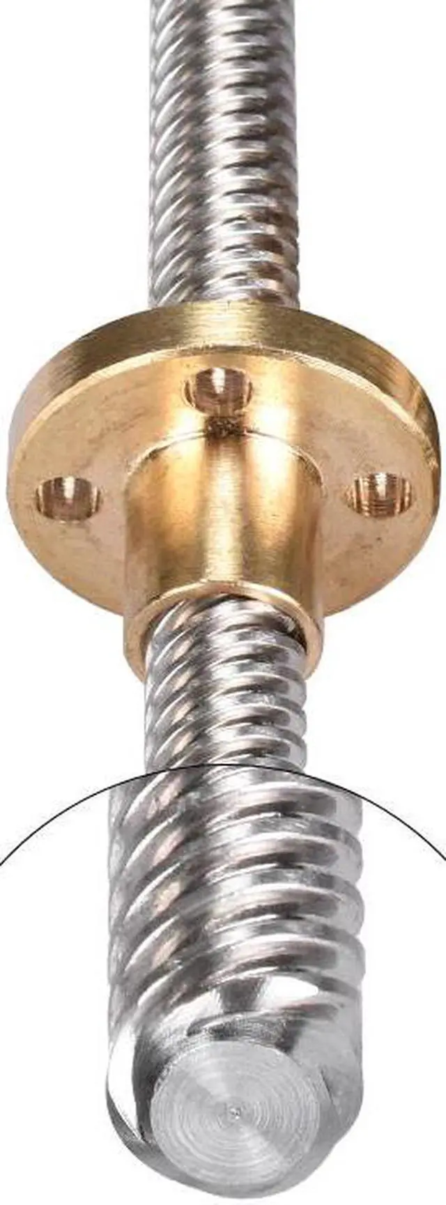 Alt view image 3 of 3 - T8 Lead Screw 350/380MM with Copper Nut  OD 8mm Pitch 2mm Thread 8mm Length 350mm trapezoidal spindle screw For 3D Printer parts