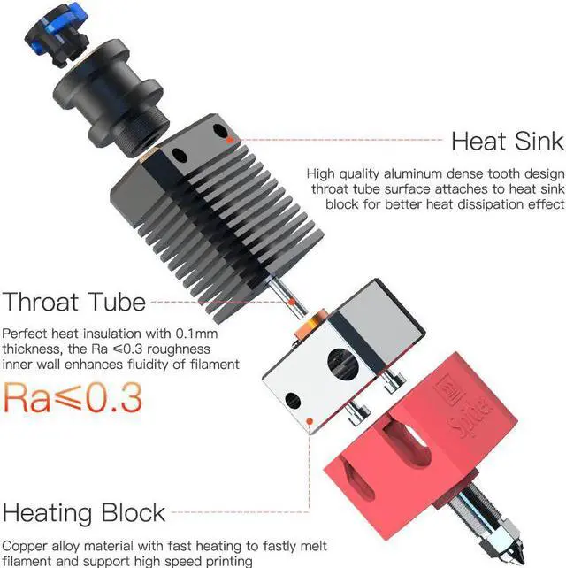 Alt view image 3 of 3 - CREALITY 3D Oringinal Spider High Temperature Speed Hotend Kit Reach To 500? For Ender-2/Ender-3 V2/Ender-3 Pro/Ender-5 Plus