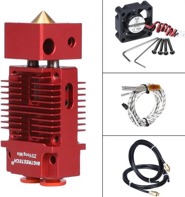 Alt view image 2 of 3 - BIGTREETECH 2 IN 1 OUT Hotend mixed Color 3D Printer Parts J-head Hotend 12V/24V 1.75mm for Titan MK8 Extruder upgrade kit