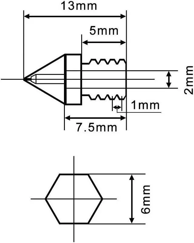 Alt view image 2 of 3 - 10PCS MK8 Brass Nozzle 0.2MM 0.3MM 0.4MM 0.5MM 0.6MM Mixed Size Extruder Print Head Nozzle For 1.75MM CR10 CR