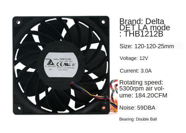 Delta PFB1224UHEC8X 12038 24V 2.40A High Airflow Inverter Fan – 1pc