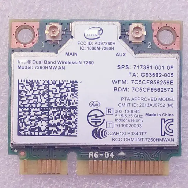 Alt view image 3 of 3 - Int Dual Band (2.4G&5G) Wireless-N 7260 802.11abgn+BT4.0 Combo WiFi Card 7260HMWAN