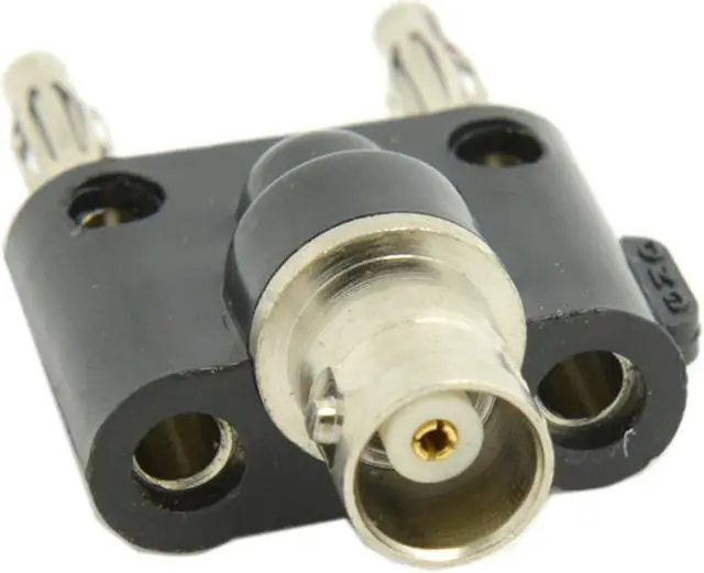 Alt view image 3 of 7 - CYDZ  BNC Female Jack to Two Dual Banana Male Plug Pin RF Splitter Connector Adapter