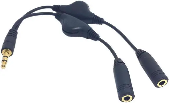 Main image of CYDZ 3.5mm Male to Double 3.5mm Female Headphone Y Splitter Cable with Volume Control Switch