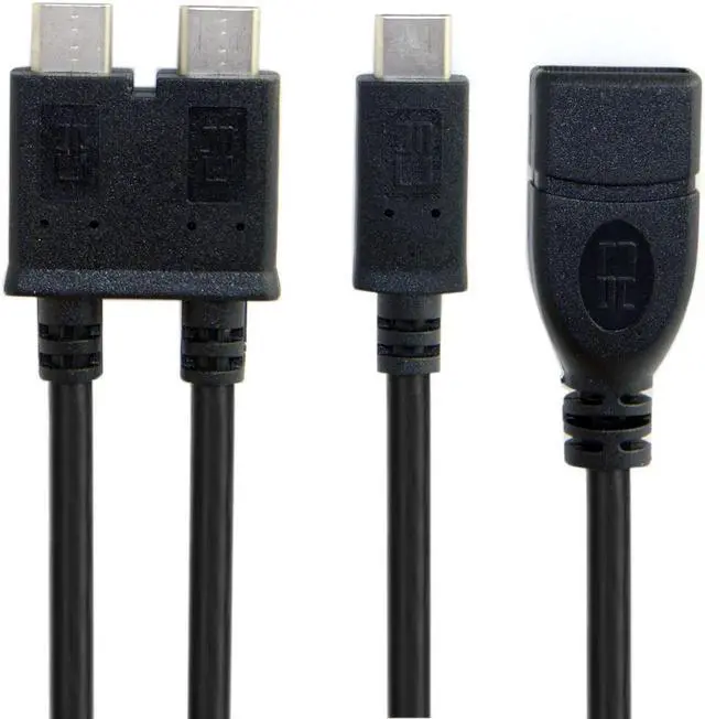 Alt view image 3 of 7 - NGFF Dual Cable USB 3.1 Type-C to USB-C & USB 3.0 Female OTG Data Cable for 13 inch Laptop Pro