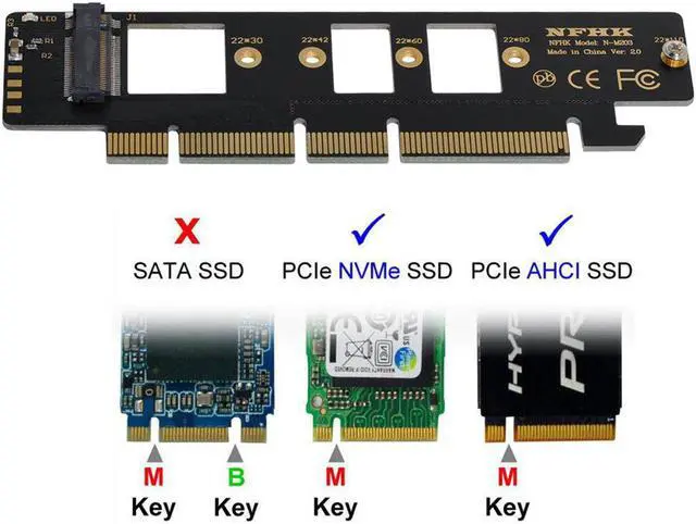 Main image of NGFF M.2 M-key NVME AHCI SSD to PCI-E 3.0 16x 4x Adapter for 110mm 80mm SSD