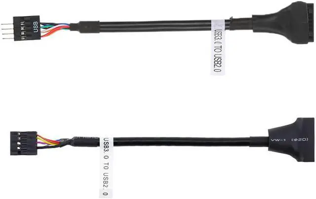 Alt view image 3 of 7 - CY USB 3.0 20pin Housing Header Female Cable Reversible for Motherboard to 2pcs USB 2.0 9Pin